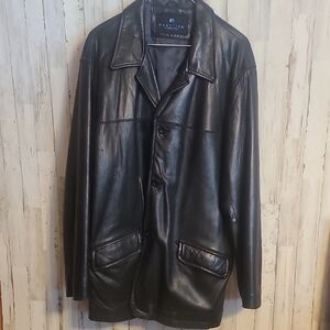 Kenneth Cole Midnight Black Leather Jacket